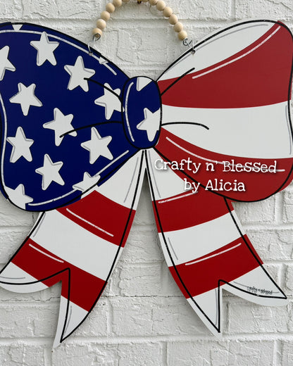 READY TO SHIP/PICKUP Patriotic Bow Door Hanger