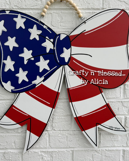 READY TO SHIP/PICKUP Patriotic Bow Door Hanger