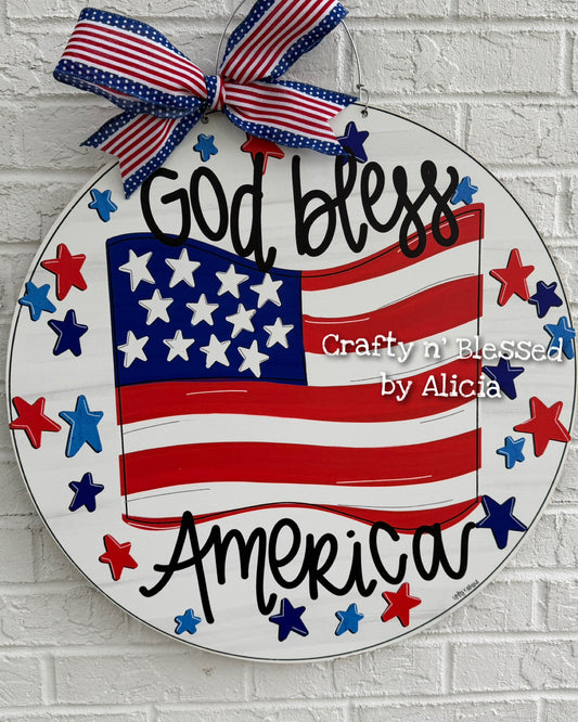 READY TO SHIP/PICKUP God Bless America Flag Door Hanger
