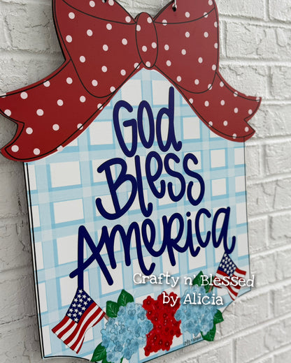 READY TO SHIP/PICKUP God Bless America Floral Door Hanger