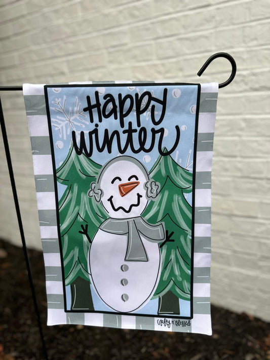 Happy Winter Garden Flag