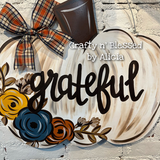 Distressed Floral Door Hanger