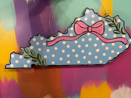 READY TO SHIP/PICKUP Blue Dotted KY Door Hanger *CAN PERSONALIZE*