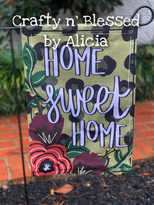 Home Sweet Home Leopard Floral Garden Flag