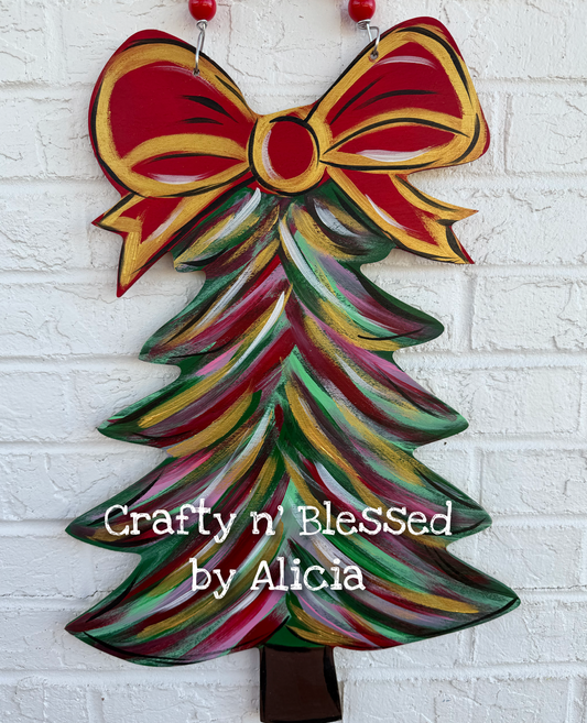 Abstract Gold Strokes Tree Door Hanger