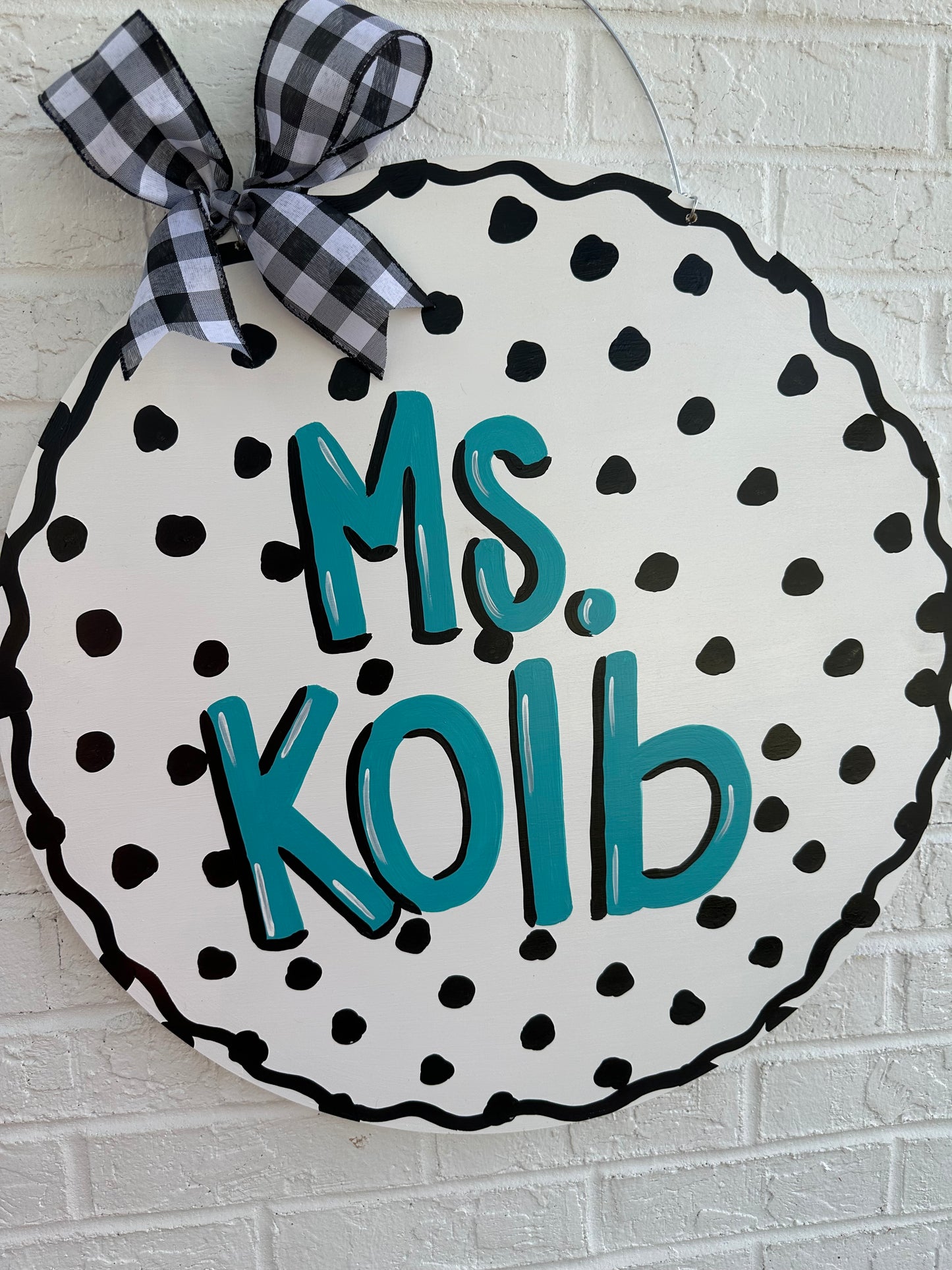 Black Dot Circle Teacher Door Hanger