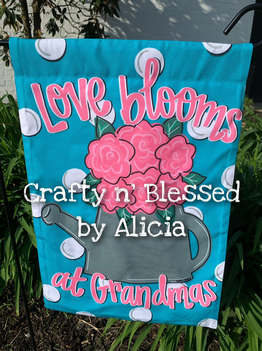 Love Blooms Watering Can Garden Flag