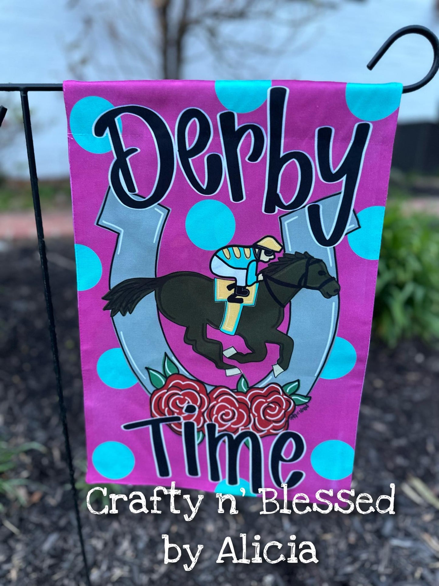 Derby Time Garden Flag