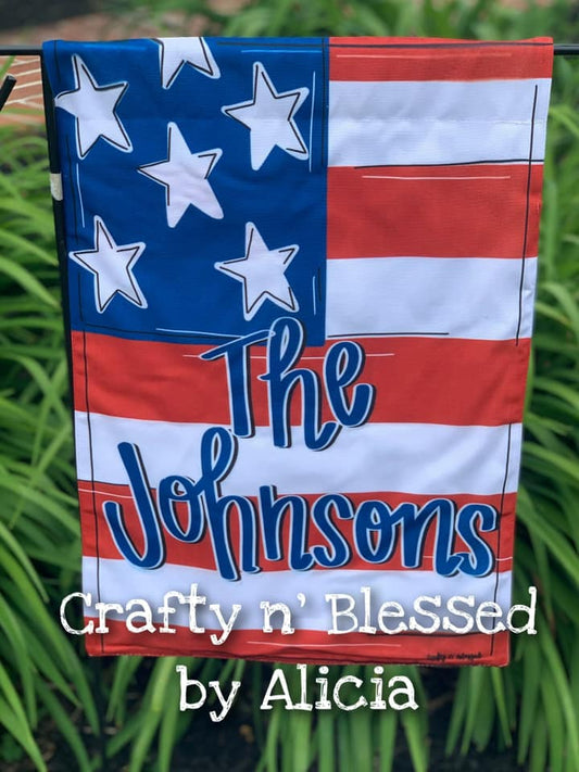 Personalized American Flag Garden Flag