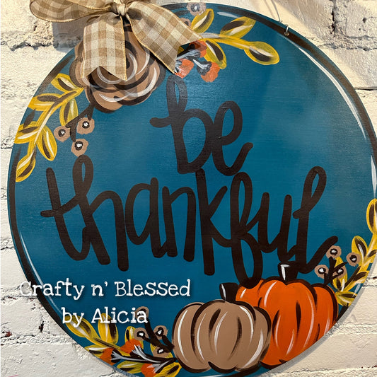 Be Thankful Pumpkin Circle Door Hanger