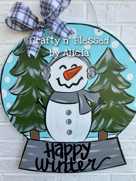 Snowglobe Snowman Door Hanger