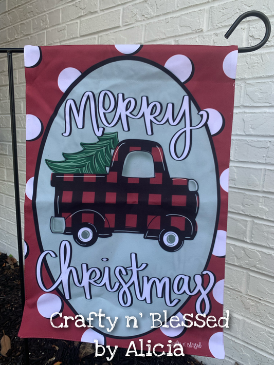 Red Christmas Truck Garden Flag