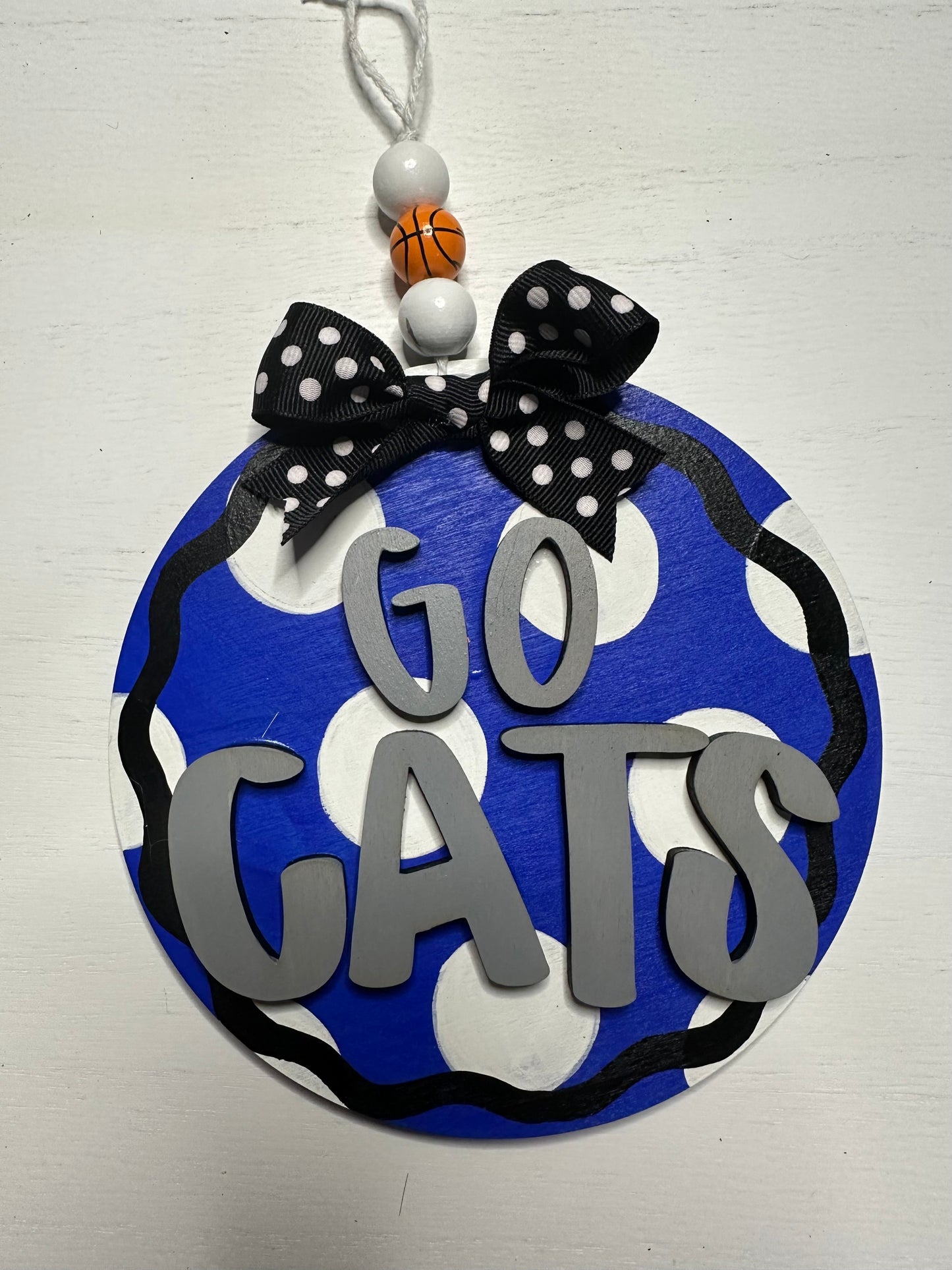 Go Cats Circle Personalized Ornament