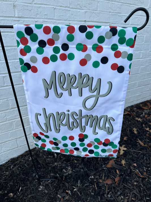 Dotted Merry Christmas Garden Flag