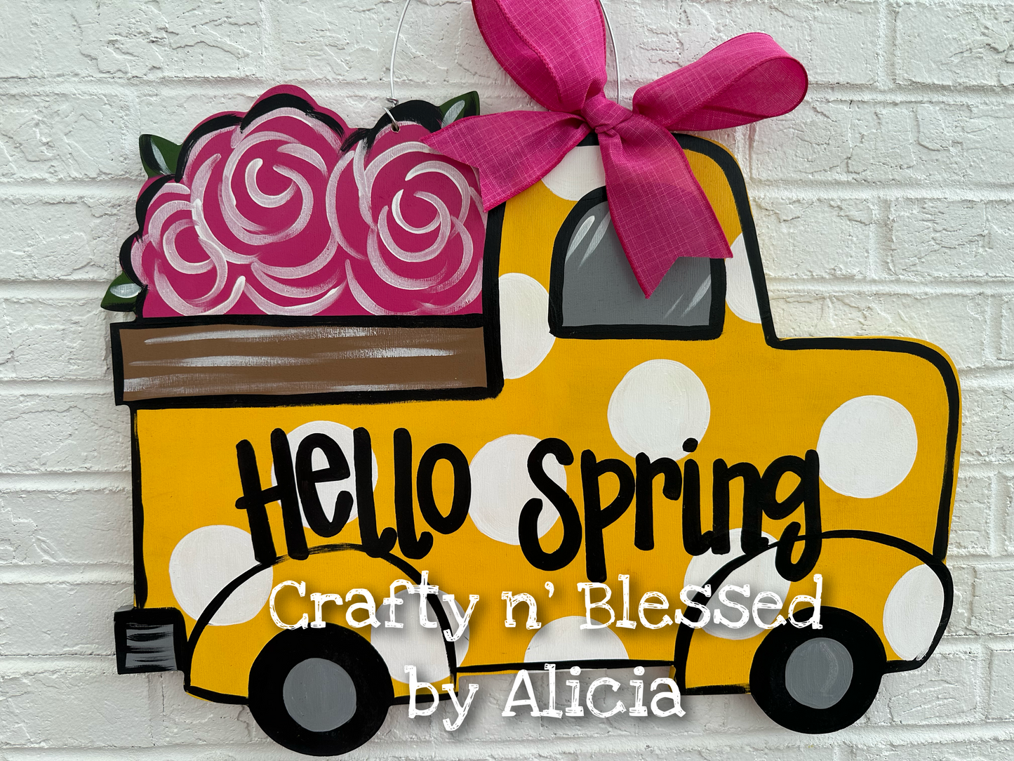 Yellow Floral Truck Door Hanger