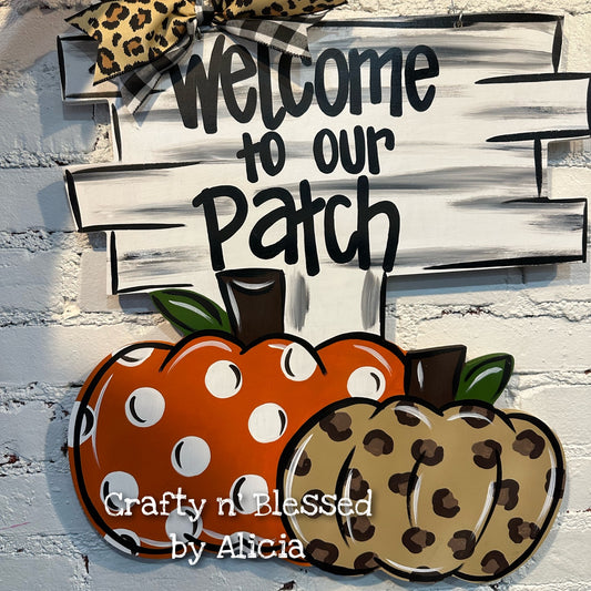 Leopard & Polka Dots Pumpkin Patch Door Hanger