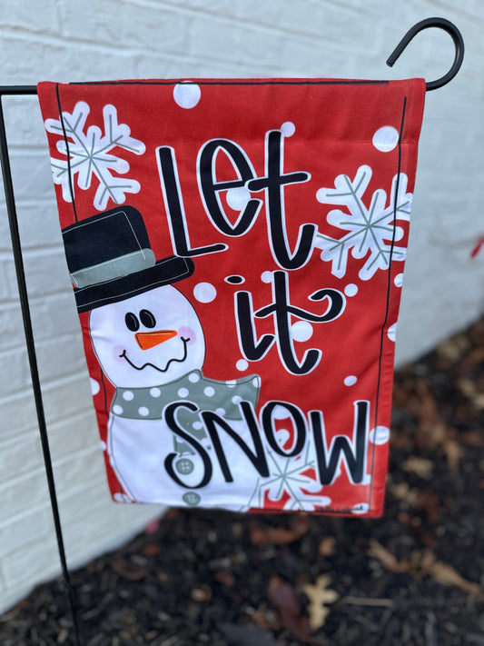 Red Let it Snow Garden Flag