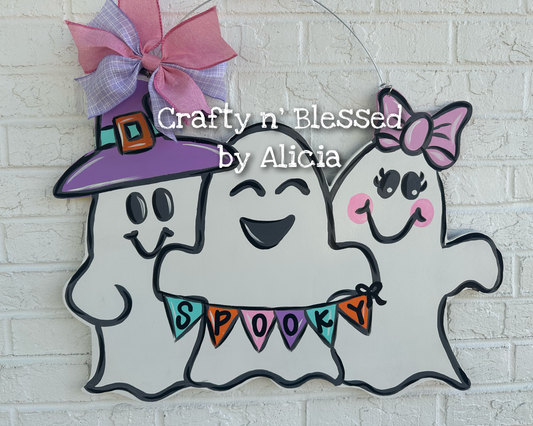 Pastel Ghost Buddies Door Hanger
