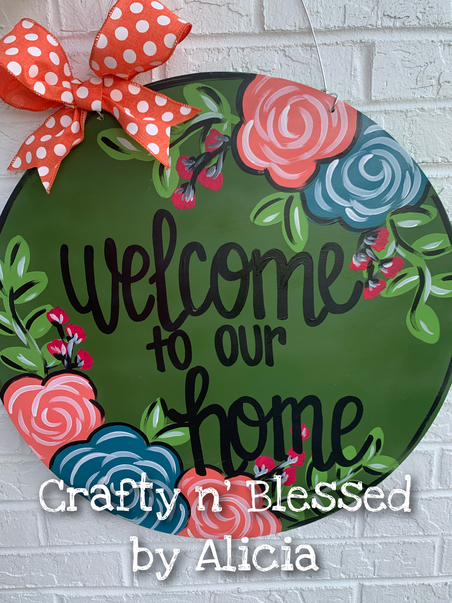 Marsh Green Floral Door Hanger