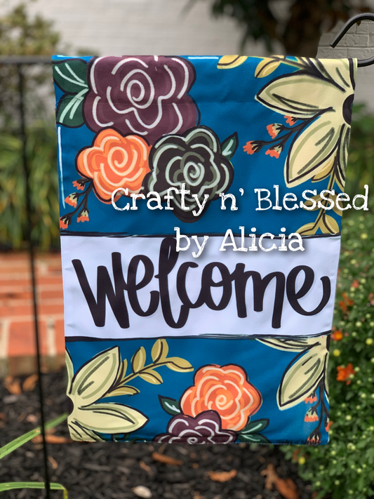 Welcome Floral Garden Flag