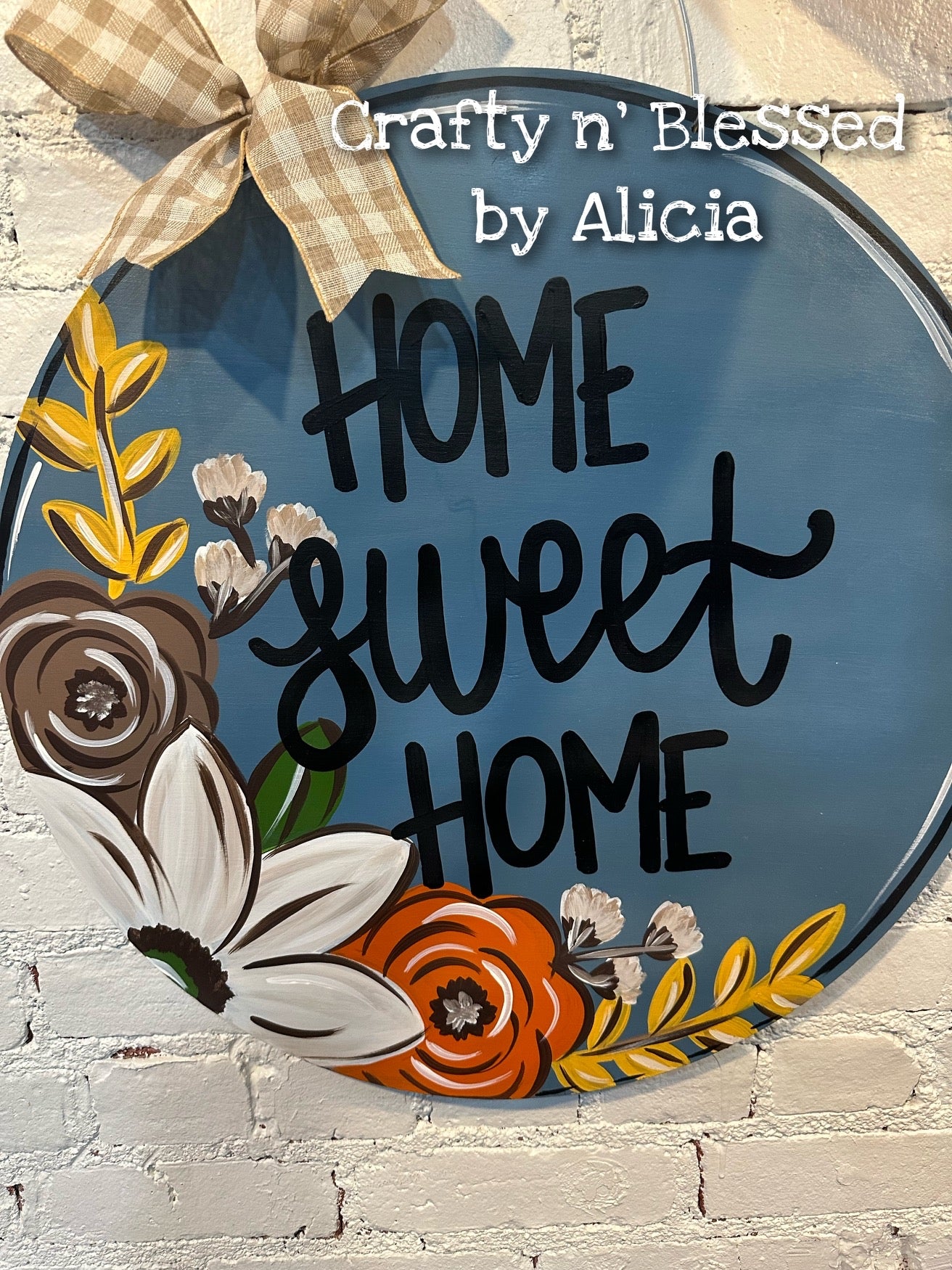 Home Sweet Home Blue Floral Door Hanger