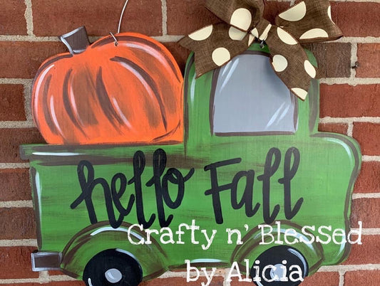 Pumpkin Truck Door Hanger