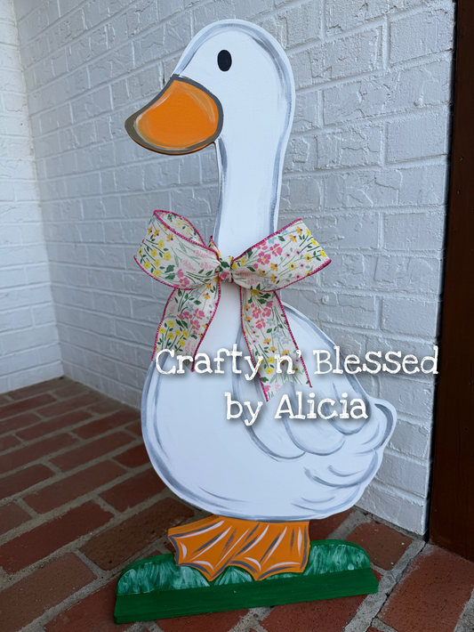 Porch Goose Neck Bow ONLY- Burlap Floral (NO GOOSE included)