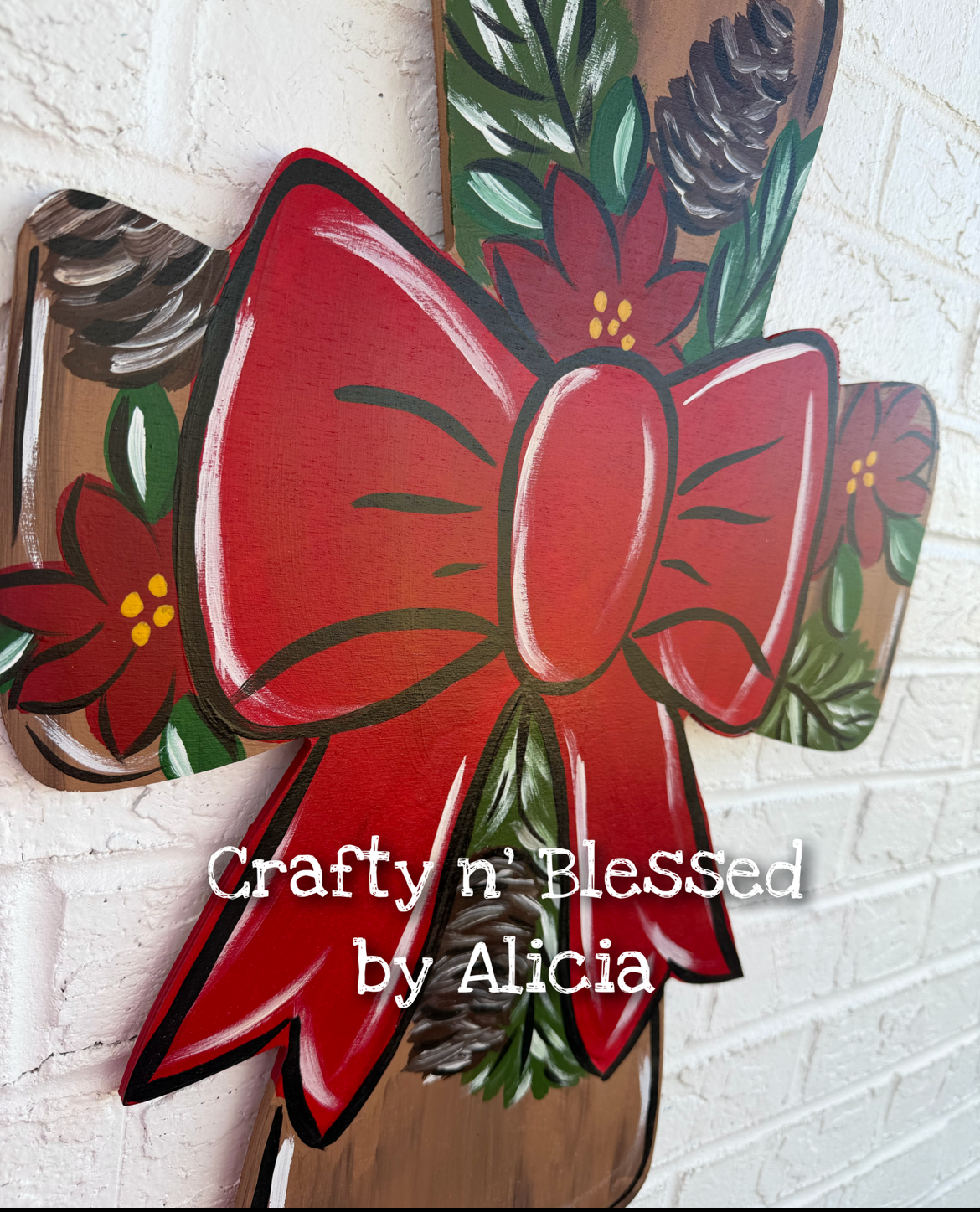 Christmas Floral Cross Door Hanger