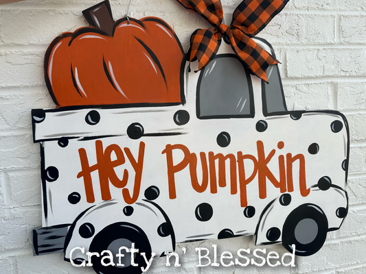 Polka Dot Pumpkin Truck Door Hanger