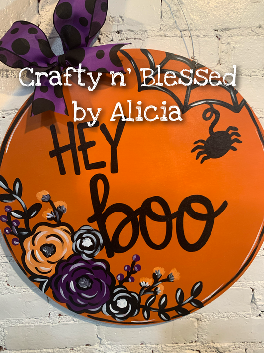 Hey Boo Floral Circle Door Hanger