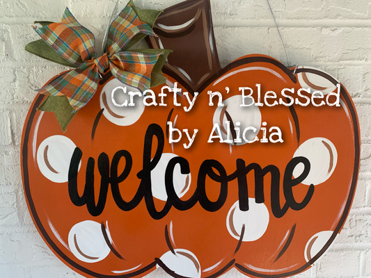 Polka Dot Pumpkin Door Hanger