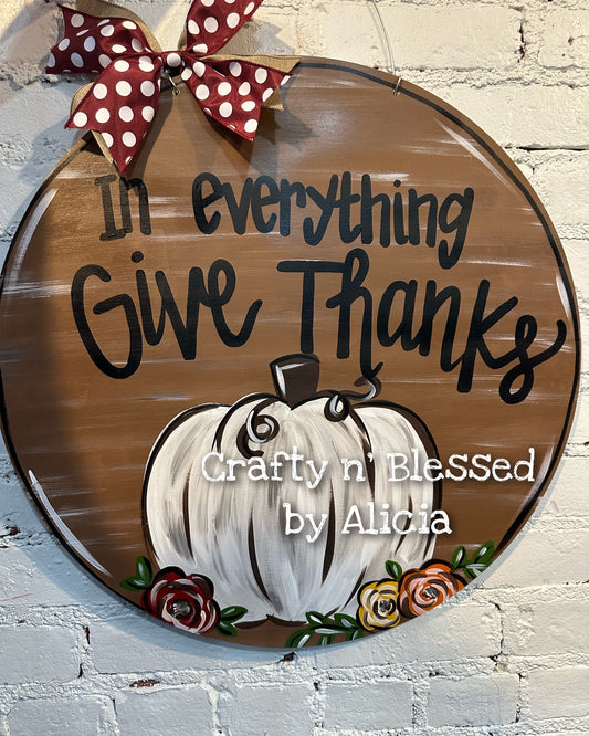 Give Thanks Pumpkin Circle Door Hanger