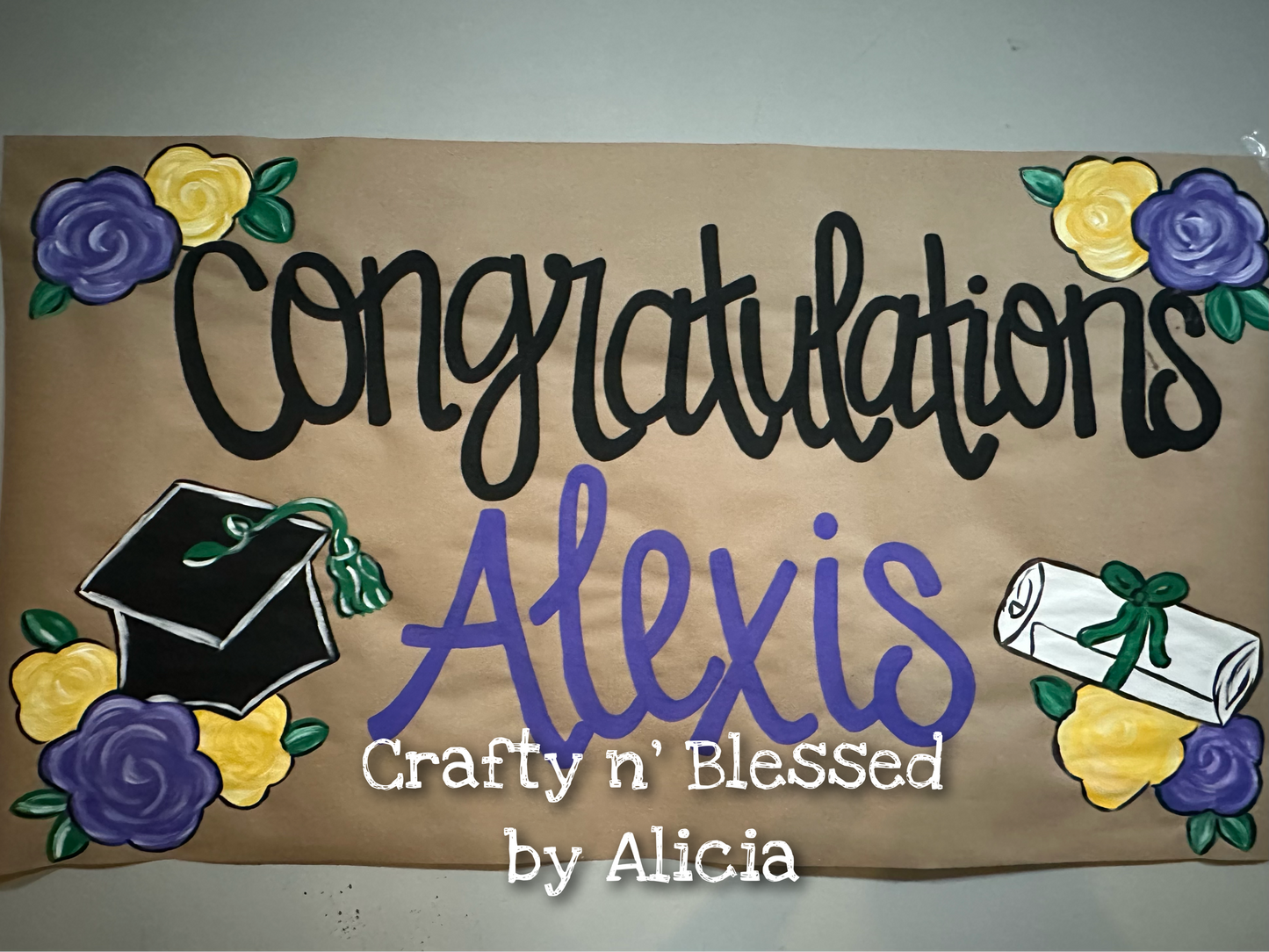 Personalized Custom Hand Painted Graduation Banner Made to Order