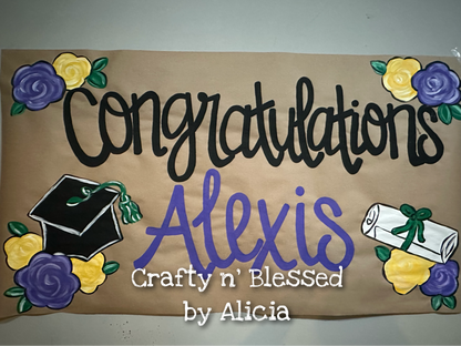 Personalized Custom Hand Painted Graduation Banner Made to Order
