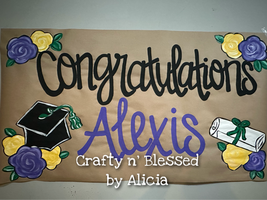 Personalized Custom Hand Painted Graduation Banner Made to Order