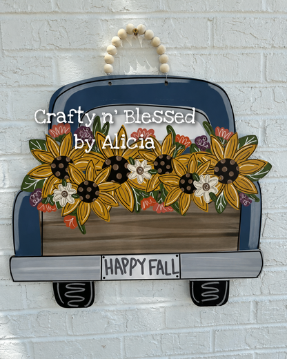Fall Blue Truck Door Hanger
