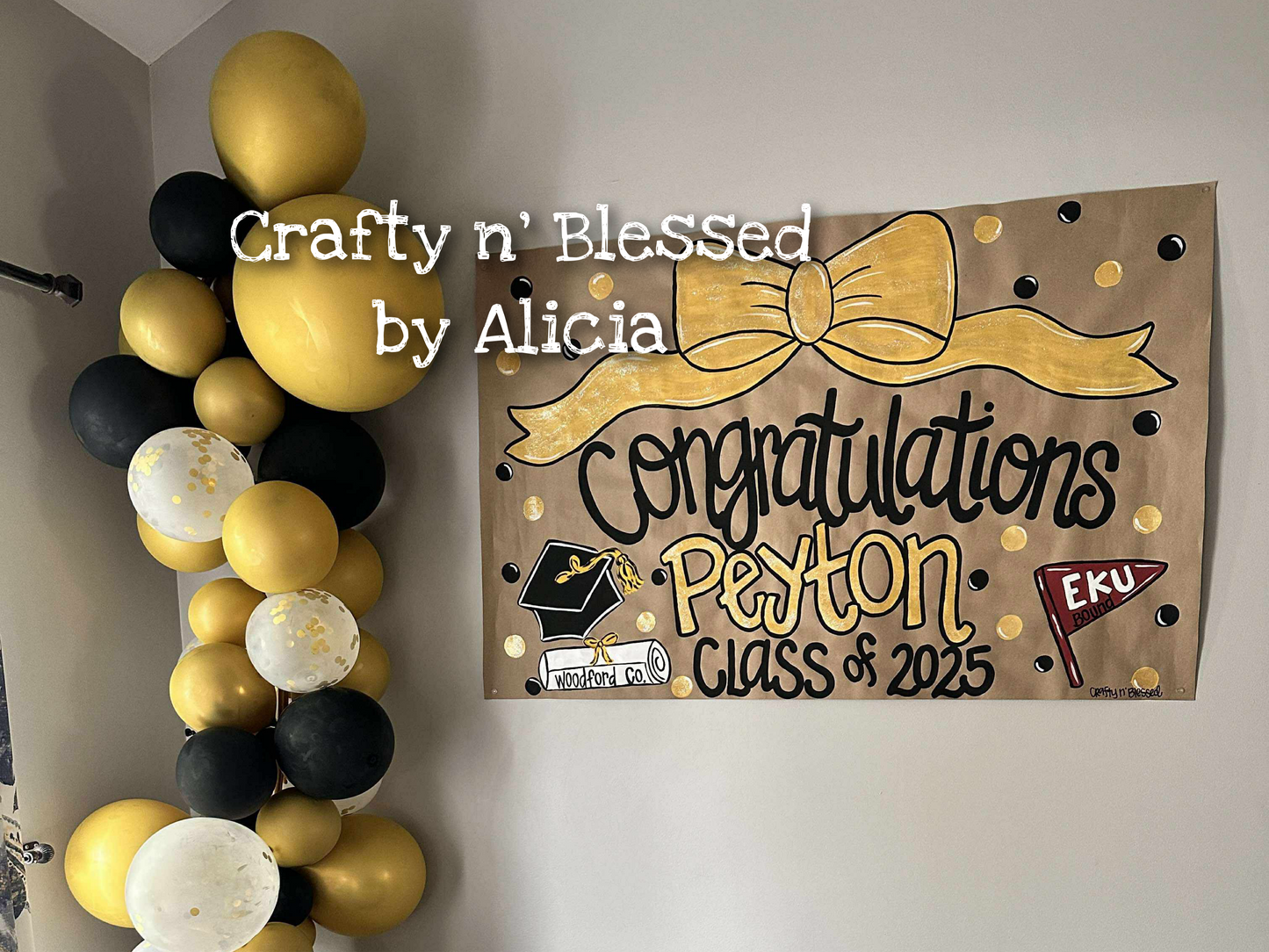 Personalized Custom Hand Painted Graduation Banner Made to Order