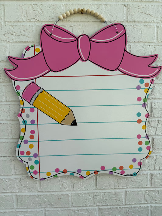 READY TO SHIP/PICKUP Pink Bow Notebook Door Hanger