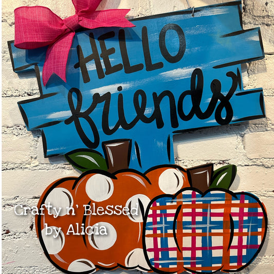 Plaid Pumpkin Patch Door Hanger
