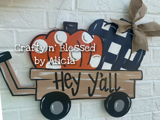 Pumpkin Wagon Door Hanger