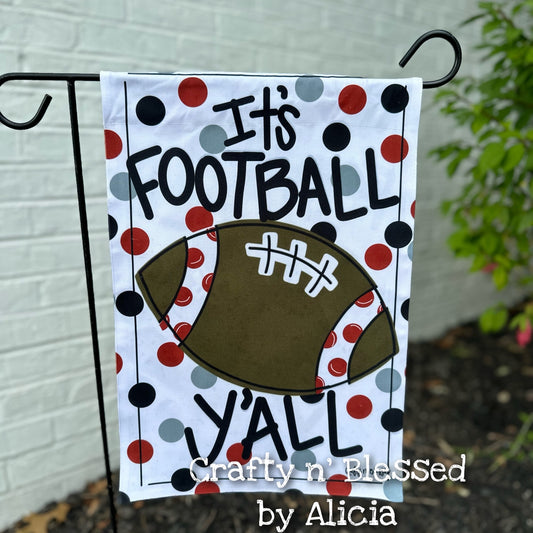 Red Dotty Football Garden Flag