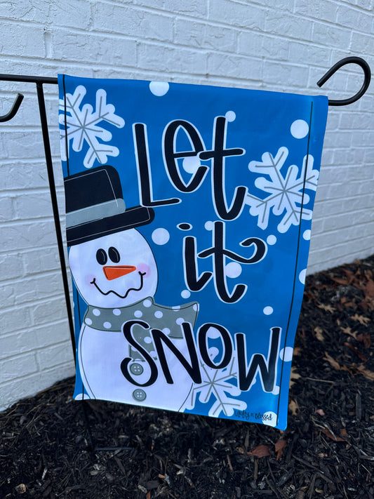 Blue Let it Snow Garden Flag