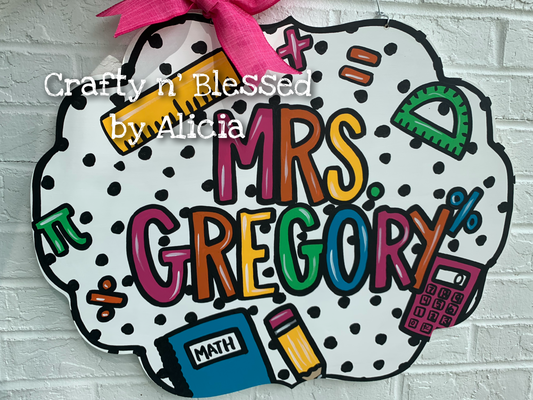 Math Teacher Custom Door Hanger