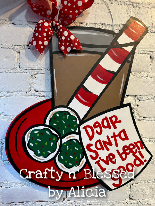 Cookies and Chocolate Milk For Santa Door Hanger