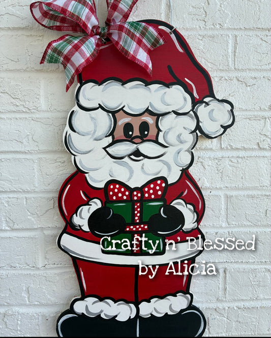 Santa with Present Door Hanger