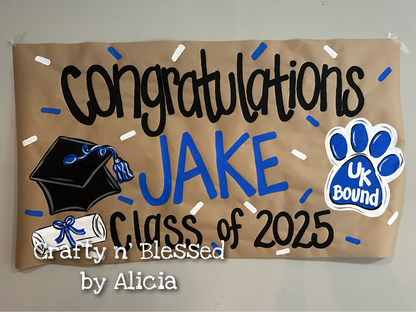 Personalized Custom Hand Painted Graduation Banner Made to Order