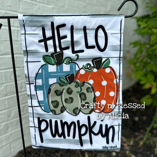 Turquoise Hey Pumpkin Garden Flag