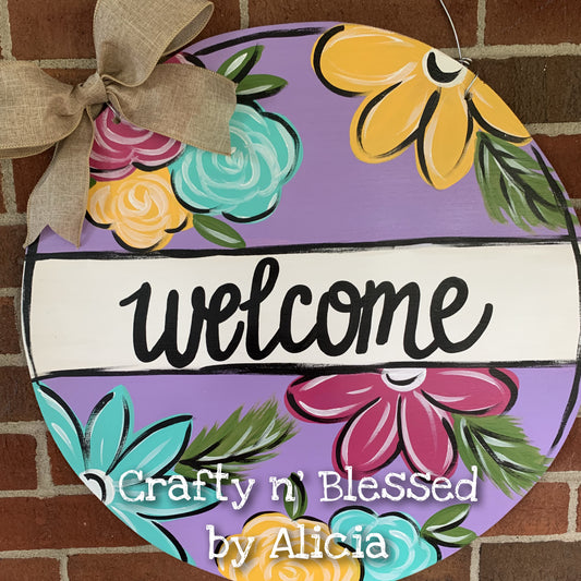 Lilac Floral Custom Door Hanger