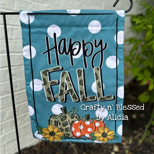Blue Happy Fall Garden Flag