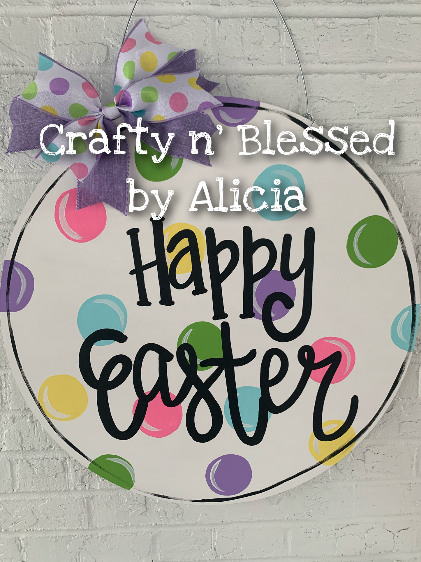 Polka Dot Easter Custom Door Hanger